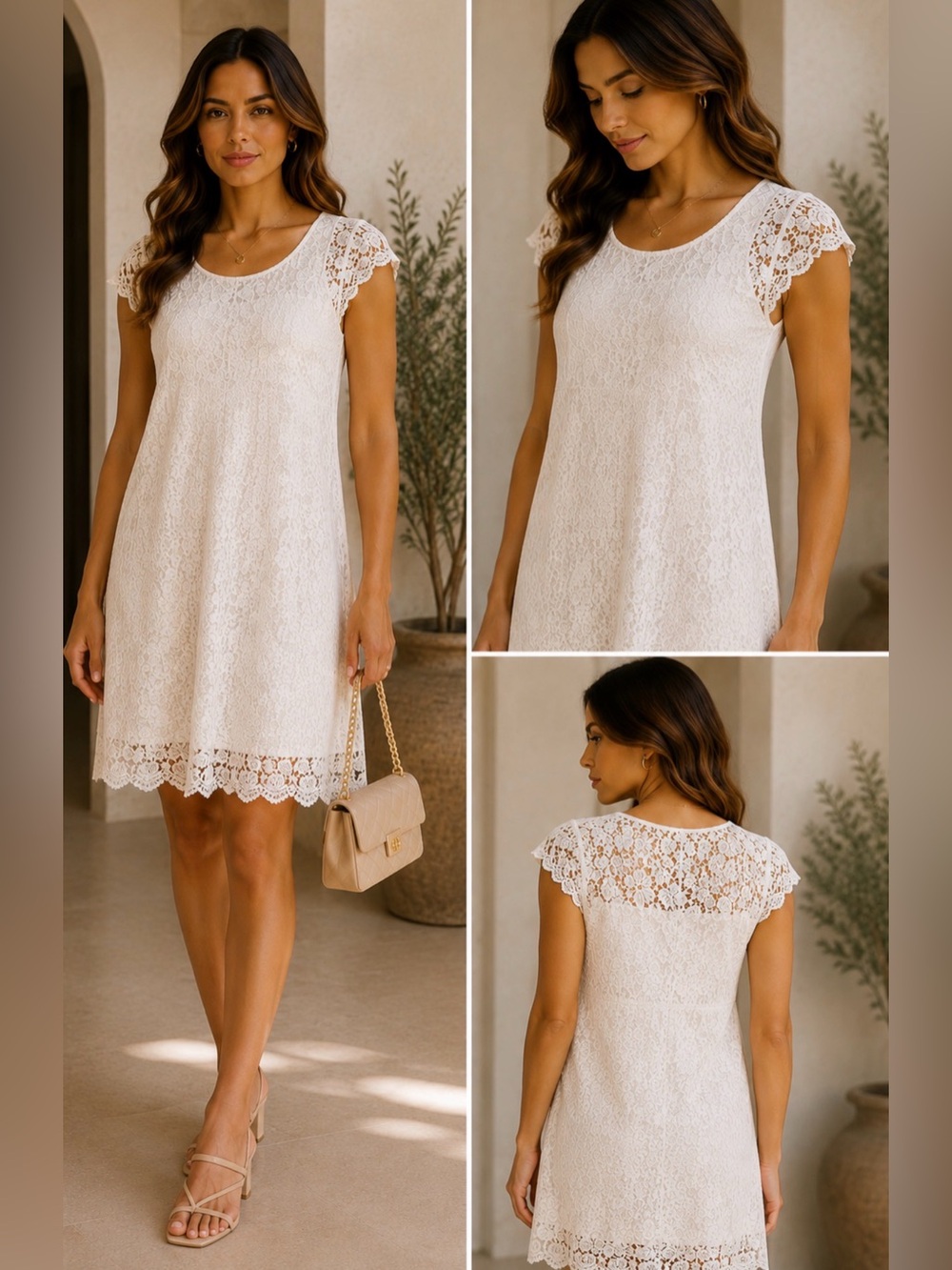 Zara Cream Lace Midi Dress